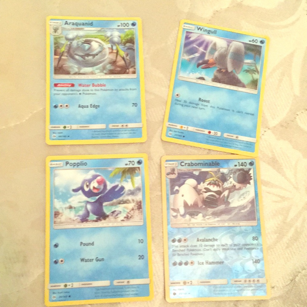 Four water type Pokémon